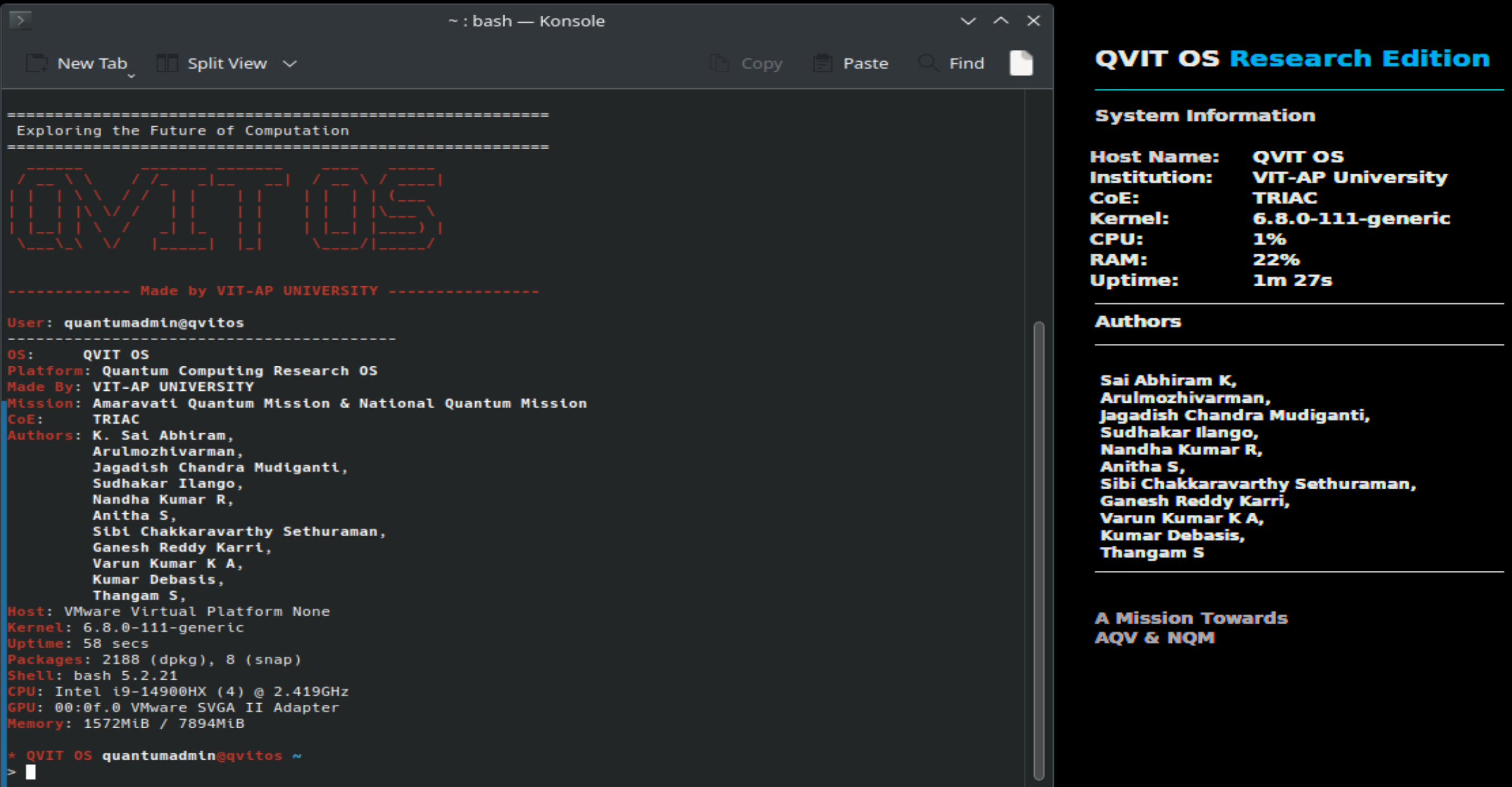QVIT OS Terminal Interface
